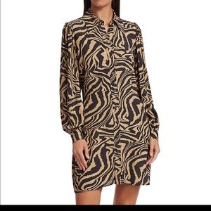 Ganni Zebra Crepe MIDI Dress